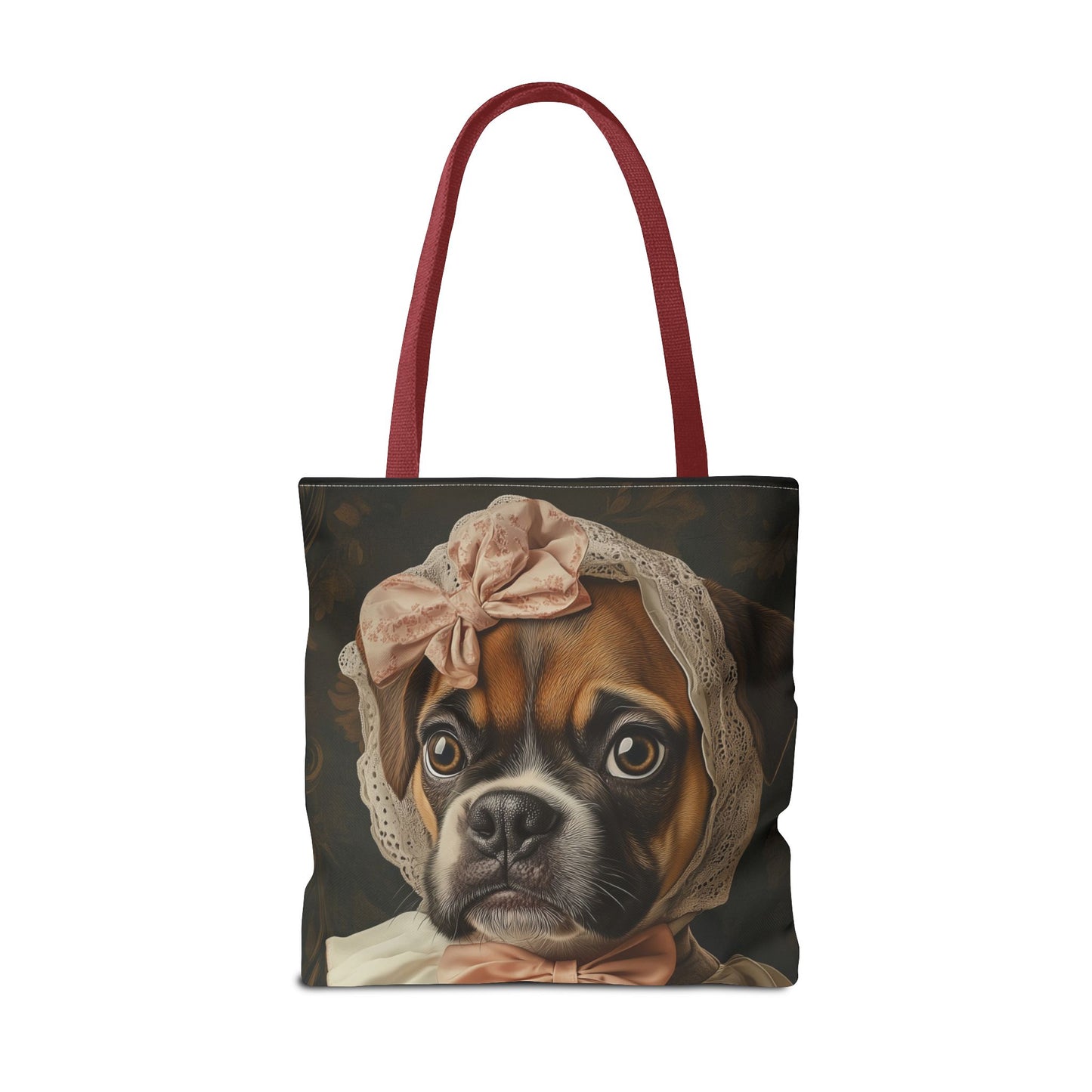 Boxer in Vintage Lace Bonnet: "Timeless Resolve" | Tote Bag (AOP) | Puppy Love Edition™