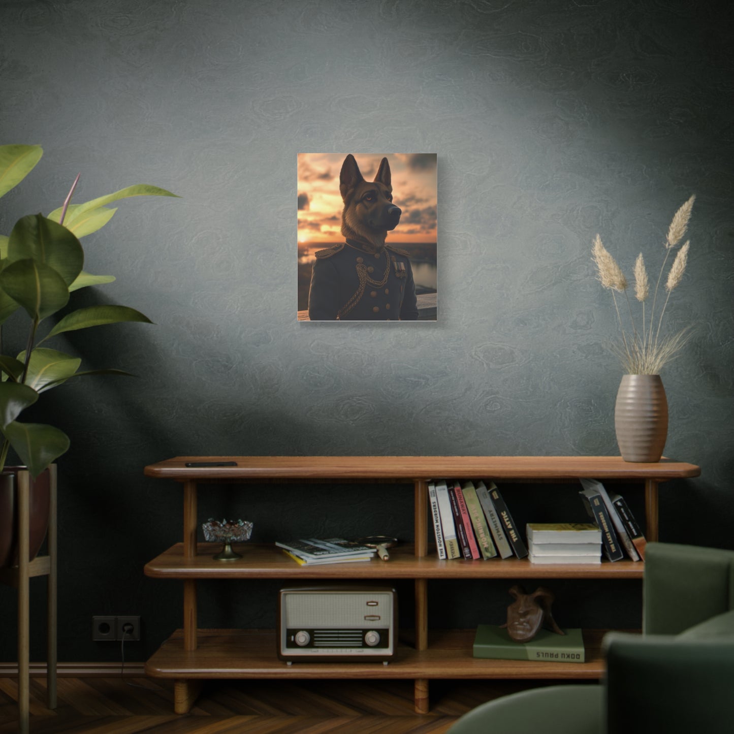 German Shepherd in Military Regalia: "The Noble Sentinel" | Matte Canvas Print, Stretched, 1.25 | Pawgue Chic Edition™