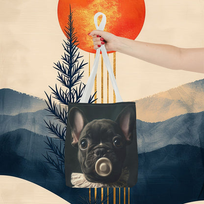 French Bulldog in Striped Baby Gown: "Vintage Cherub" | Tote Bag (AOP) | Puppy Love Edition™