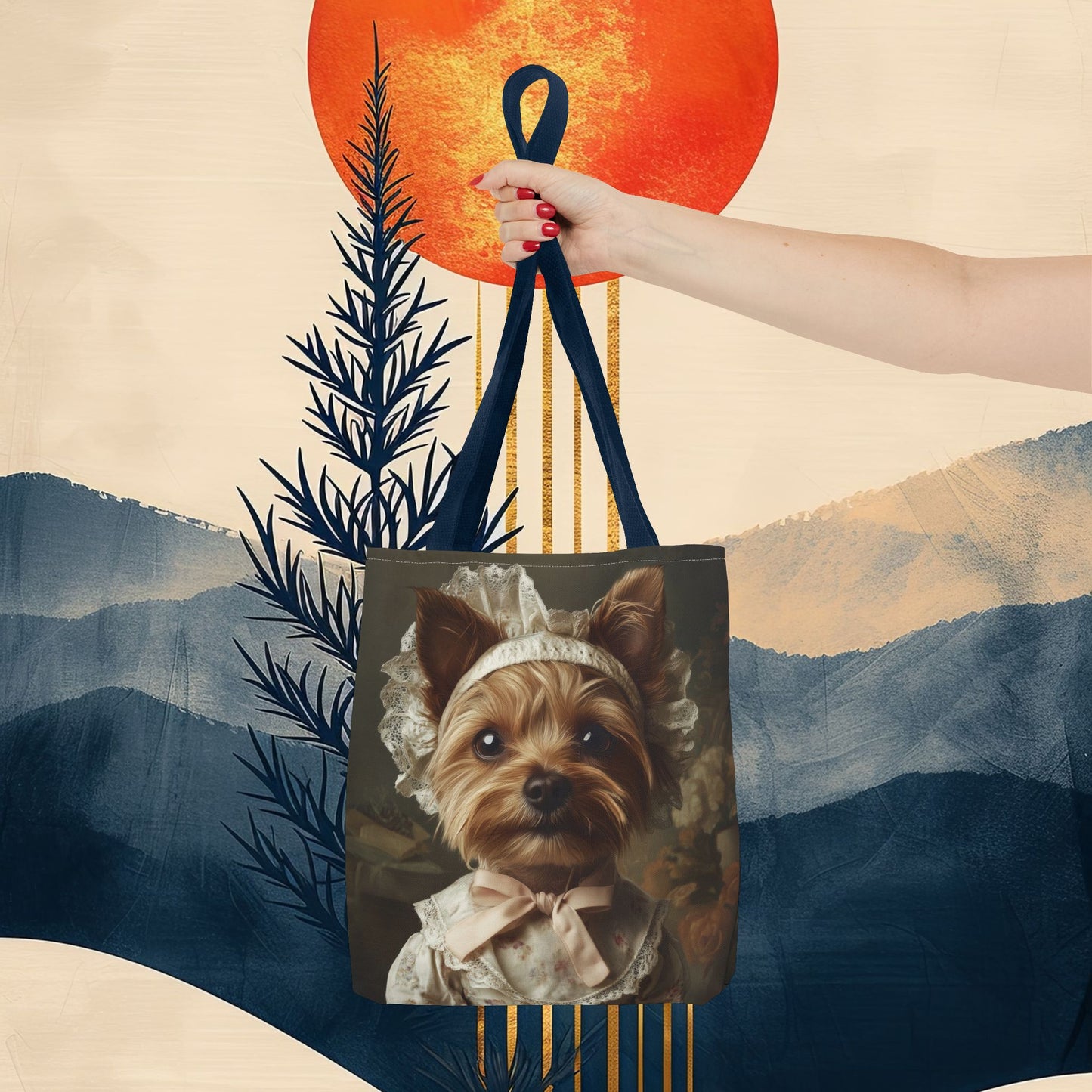 Yorkshire Terrier in Victorian Gown: "Gentle Grace" | Tote Bag (AOP) | Puppy Love Edition™