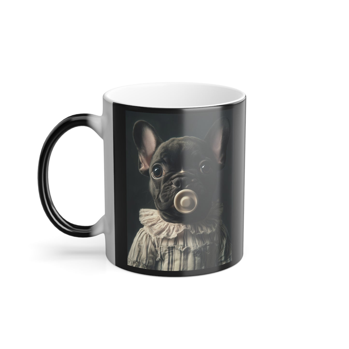 French Bulldog in Striped Pajamas: "Dream big, nap often" | Color Morphing Coffee Mug, 11oz | Puppy Love Edition™