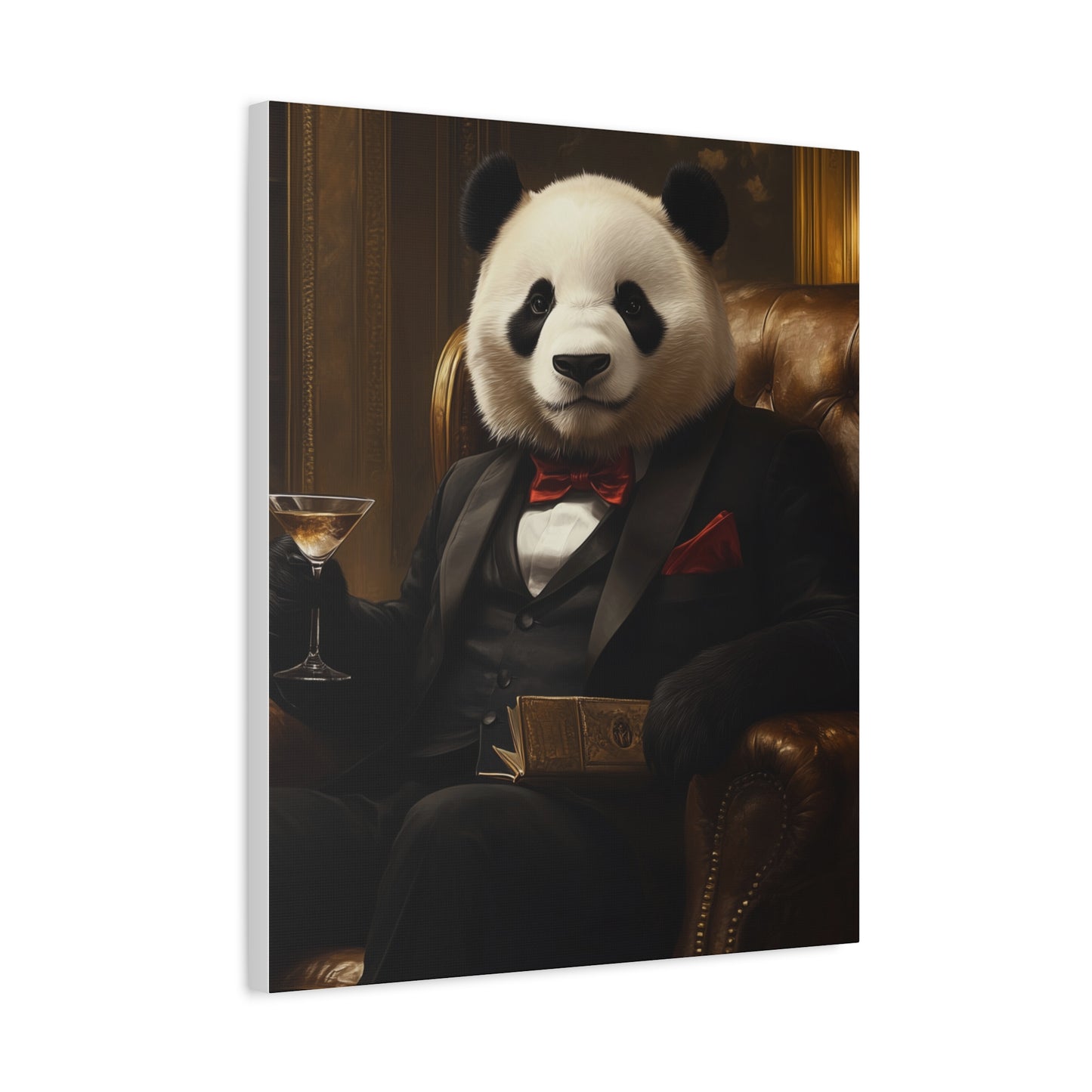 Panda Lounging in a Tuxedo: "The Polished Panda" | Matte Canvas Print, Stretched, 1.25 | Pawgue Chic Edition™