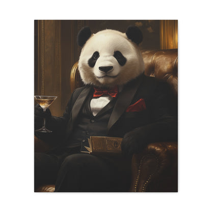 Panda Lounging in a Tuxedo: "The Polished Panda" | Matte Canvas Print, Stretched, 1.25 | Pawgue Chic Edition™