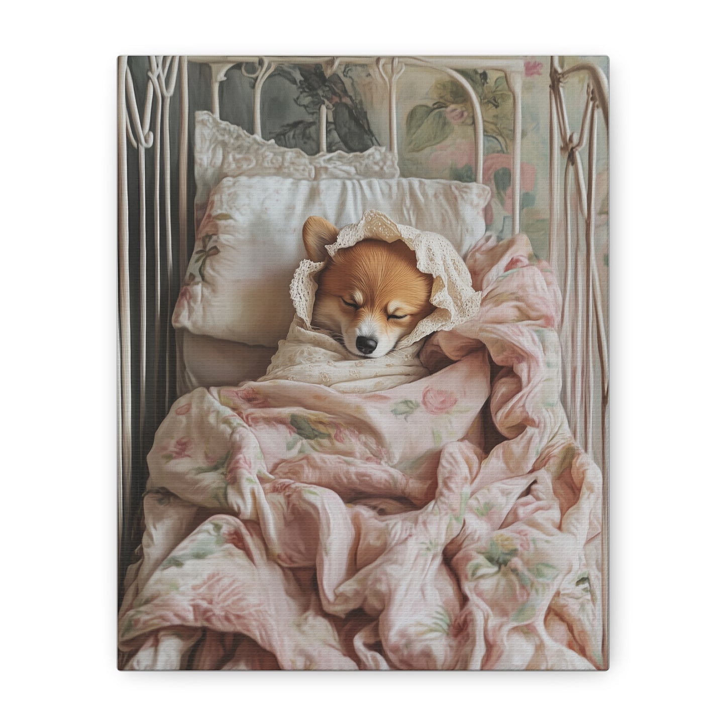 Corgi Swaddled: "Dreamy Nap" | Matte Canvas Print, Stretched, 1.25 | Puppy Love Edition™