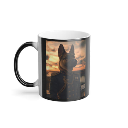 German Shepherd in Military Regalia: "The Noble Sentinel" | Color Morphing Coffee Mug, 11oz | Pawgue Chic Edition™