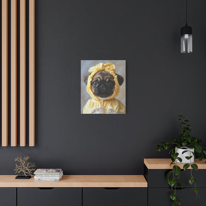 Pug in Yellow Bonnet: "The Sunshine Sweetie" | Matte Canvas Print, Stretched, 1.25 | Puppy Love Edition™