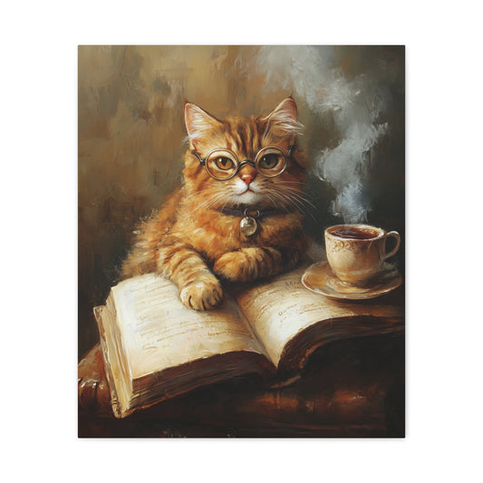 Orange Tabby on Vintage Book: "Literary Feline" | Matte Canvas Print, Stretched, 1.25 | Feline Edition™