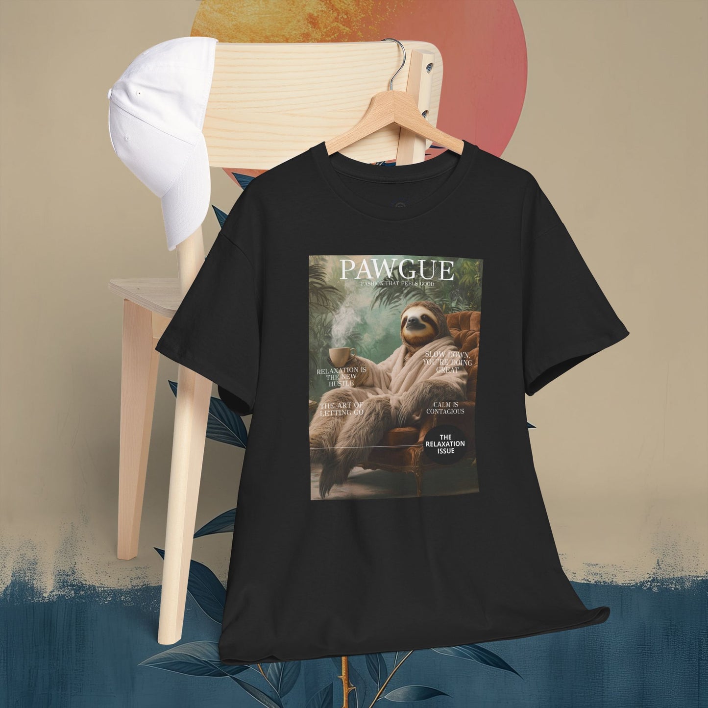 Sloth in Bathrobe with Coffee: "Cover" | T Shirt | Pawgue Chic Edition™