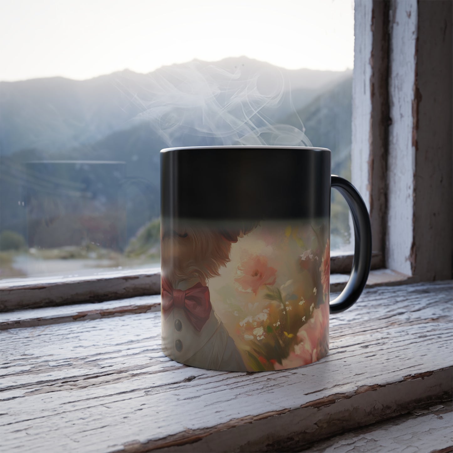 Edwardian Elegance Edition™: Dapper Dog in Bloom | Color Morphing Coffee Mug, 11oz |