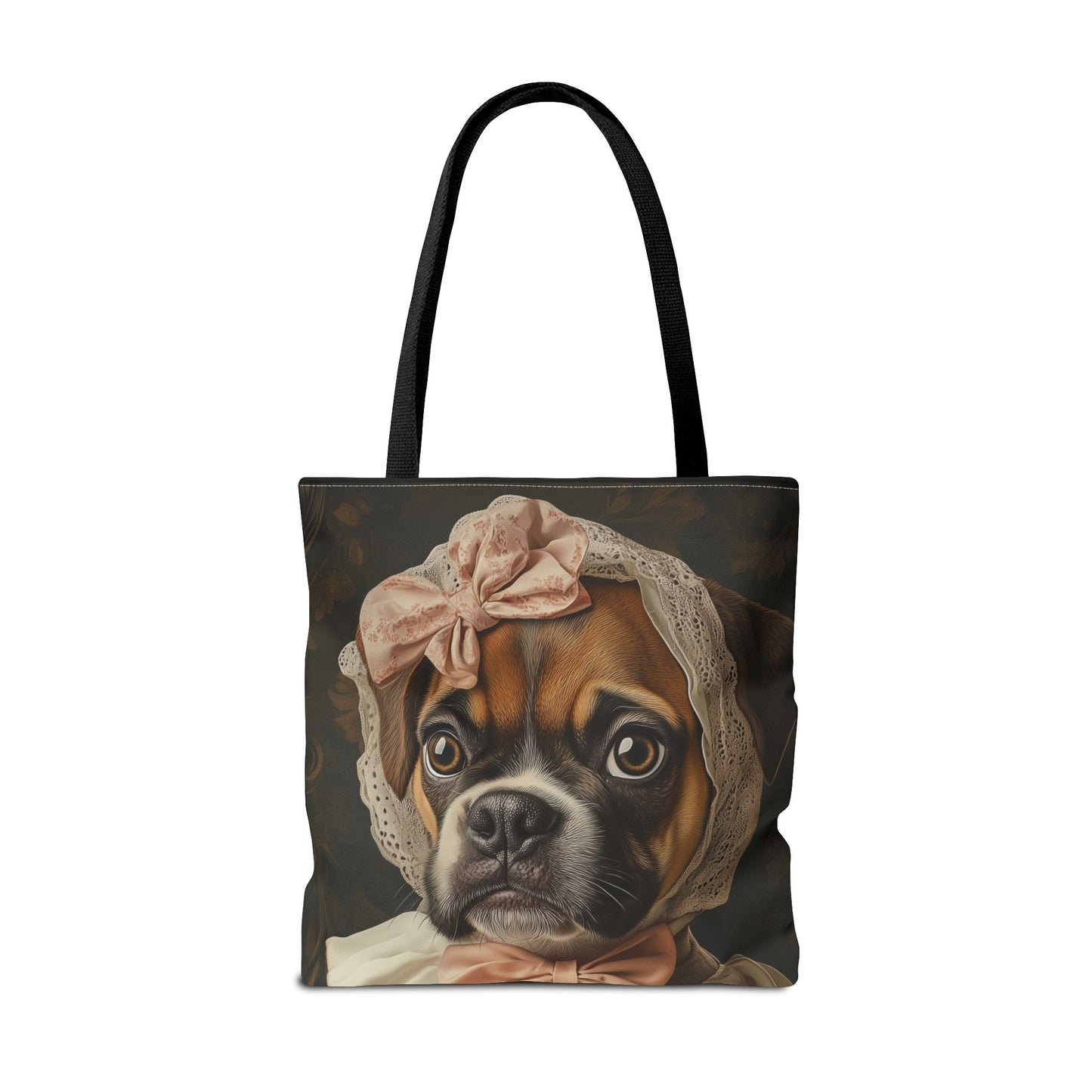 Boxer in Vintage Lace Bonnet: "Timeless Resolve" | Tote Bag (AOP) | Puppy Love Edition™