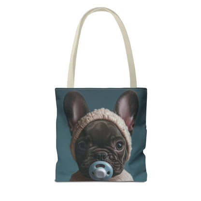 French Bulldog in Cozy Knit Sweater: "Bundle of Joy" | Tote Bag (AOP) | Puppy Love Edition™