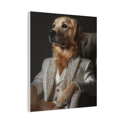 Golden Retriever in Pearl-Studded Suit: "The Golden Elegance" | Matte Canvas Print, Stretched, 1.25 | Pawgue Chic Edition™