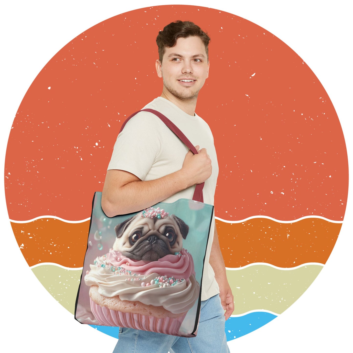 Pug as a Cupcake: "Frosted Friend" | Tote Bag (AOP) | Puppy Love Edition™