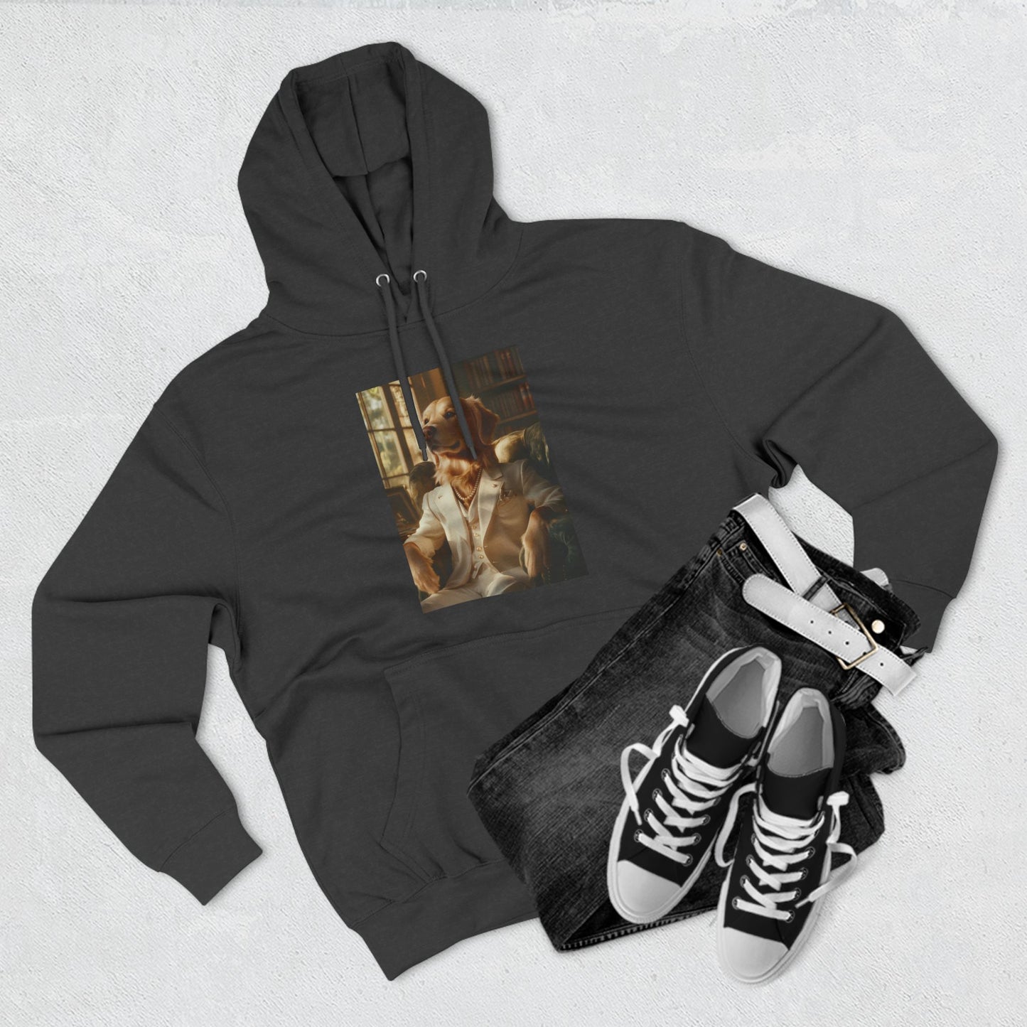 Golden Retriever in White Suit: "The Ivory Aristocrat" | Hoodie | Pawgue Chic Edition™