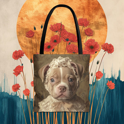 Pit Bull in Ivory Lace: "Regal Innocence" | Tote Bag (AOP) | Puppy Love Edition™