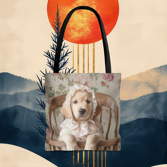 Golden Retriever in High Chair: "Victorian Pup" | Tote Bag (AOP) | Puppy Love Edition™