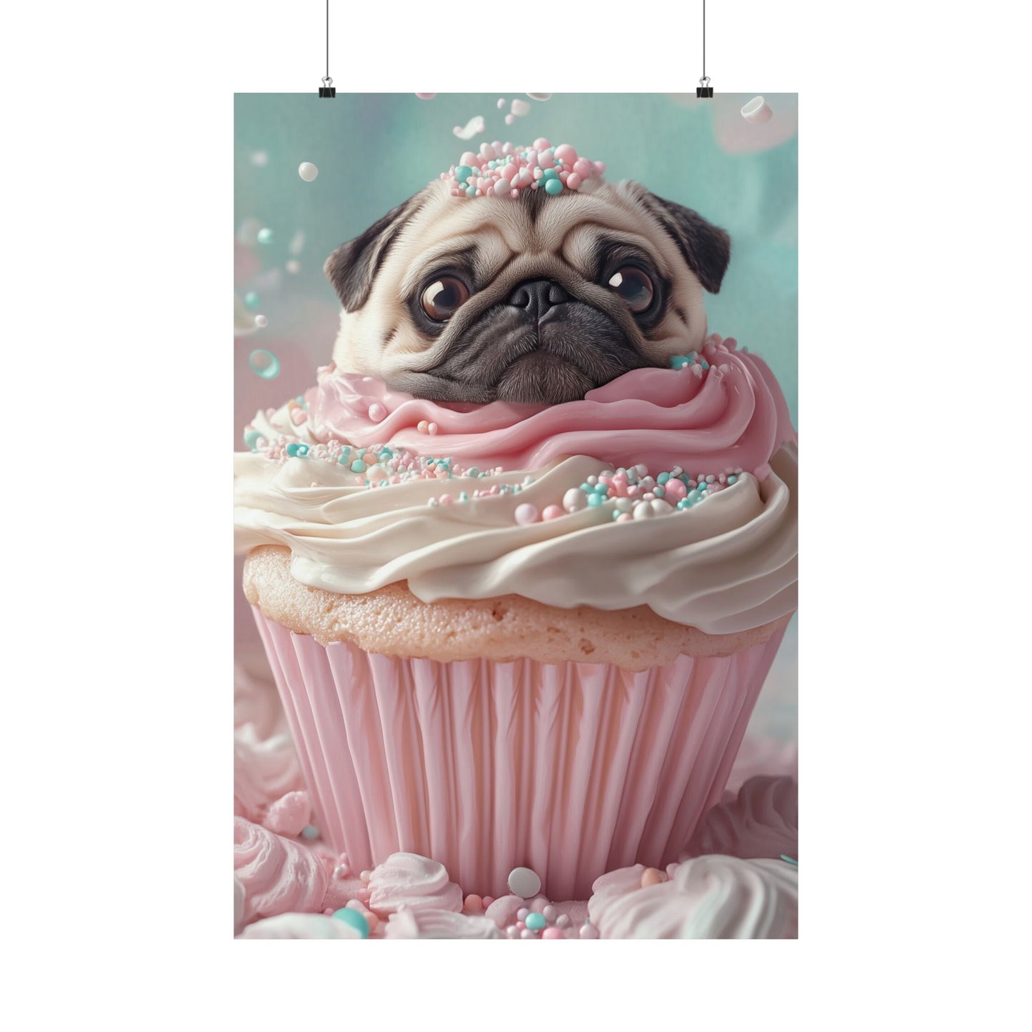 Pug in a Cupcake: "Sugar & Sprinkles" | Matte Vertical Posters | Puppy Love Edition™