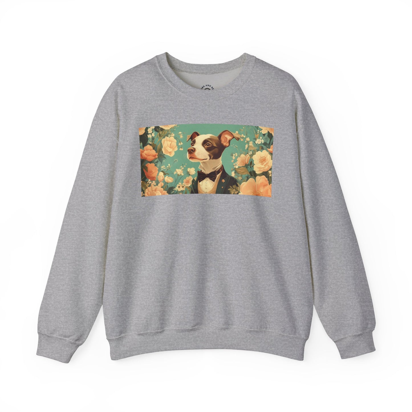 Historical Fiction Collection™: "Refined Pup in Florals" | Crewneck Sweatshirt