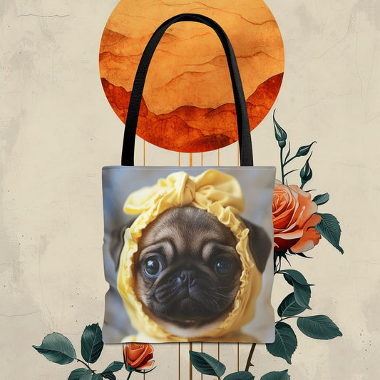 Pug in Yellow Bonnet: "The Sunshine Sweetie" | Tote Bag (AOP) | Puppy Love Edition™