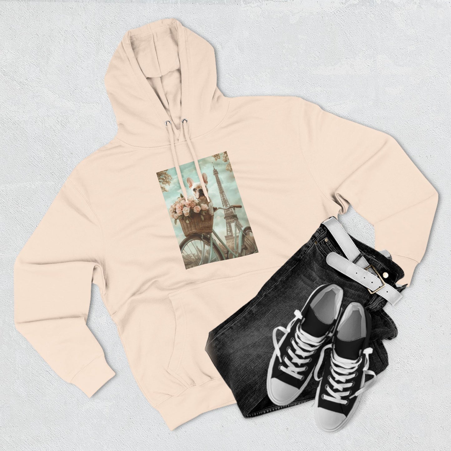 French Bulldog in Paris: "Paws and Petals" | Hoodie | Puppy Love Edition™