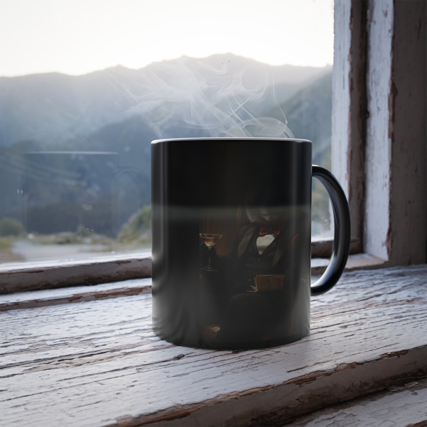 Panda Lounging in a Tuxedo: "The Polished Panda" | Color Morphing Coffee Mug, 11oz | Pawgue Chic Edition™