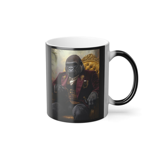 Gorilla in Velvet Suit: "The Jungle Tycoon" | Color Morphing Coffee Mug, 11oz | Pawgue Chic Edition™