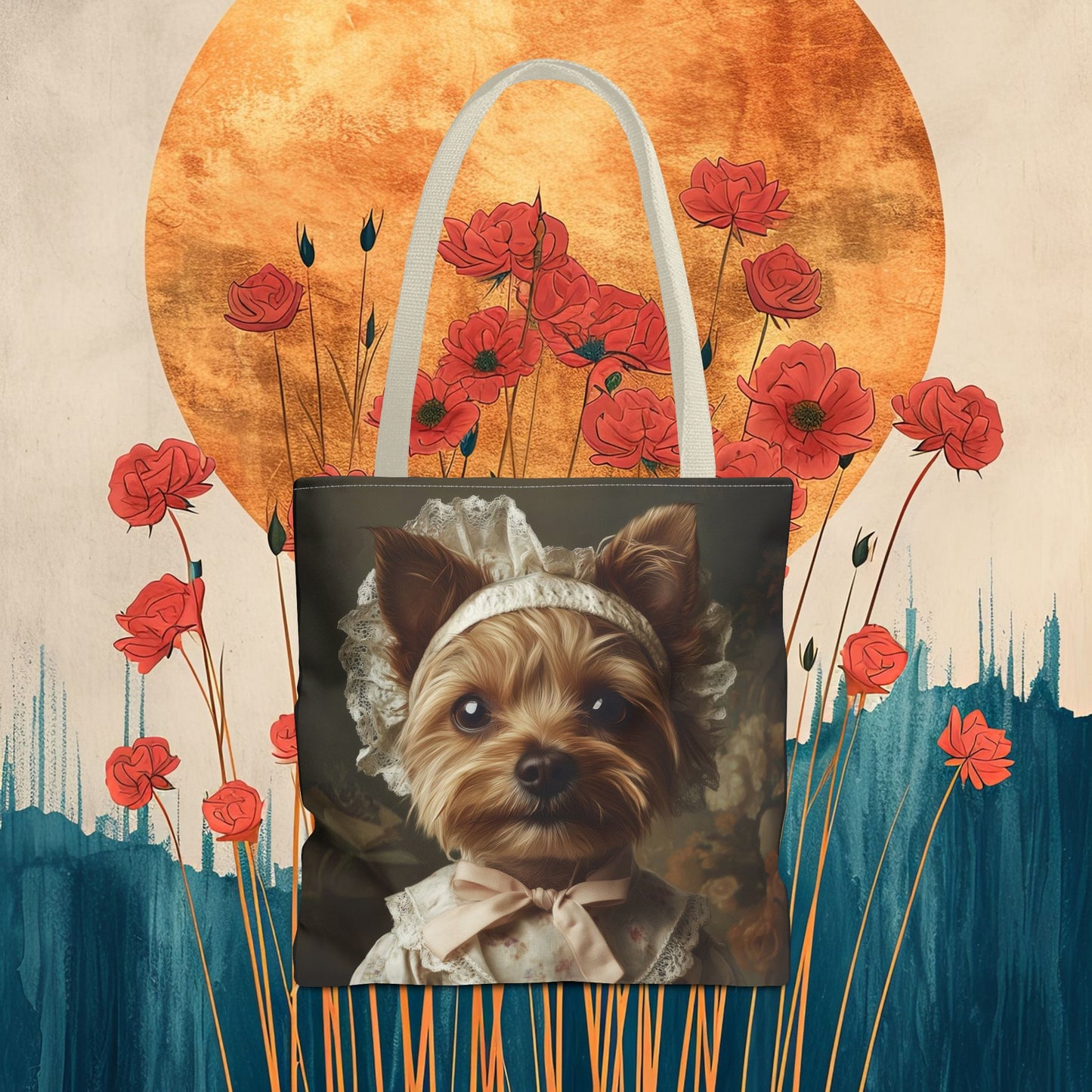 Yorkshire Terrier in Victorian Gown: "Gentle Grace" | Tote Bag (AOP) | Puppy Love Edition™