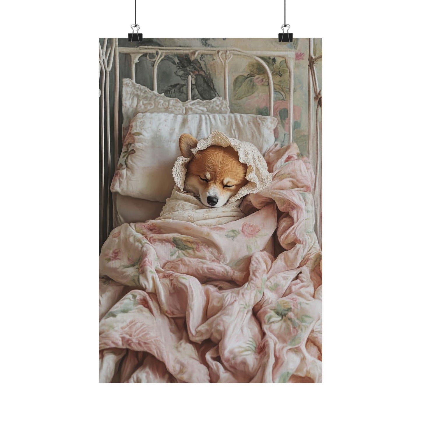 Corgi Swaddled: "Dreamy Nap" | Matte Vertical Posters | Puppy Love Edition™