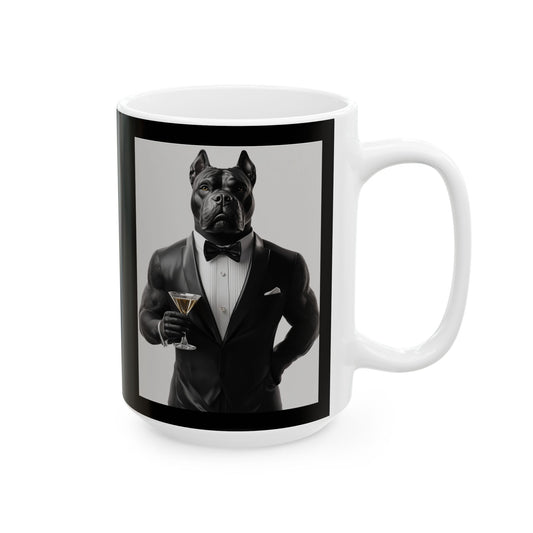 Cane Corso in Tuxedo: "Ebony Elegance" | Ceramic Mug, (11oz, 15oz) | Pawgue Chic Edition™