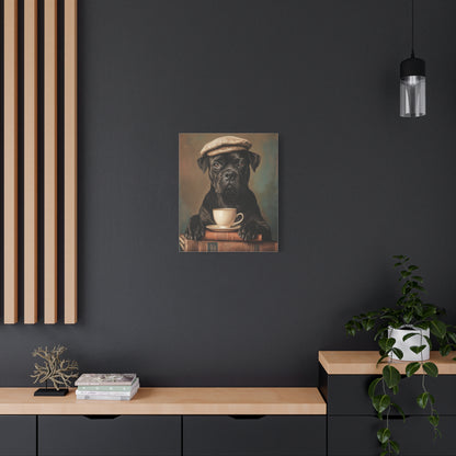 Cane Corso with Beret: "The Literary Guardian" | Matte Canvas Print, Stretched, 1.25 | Puppy Love Edition™