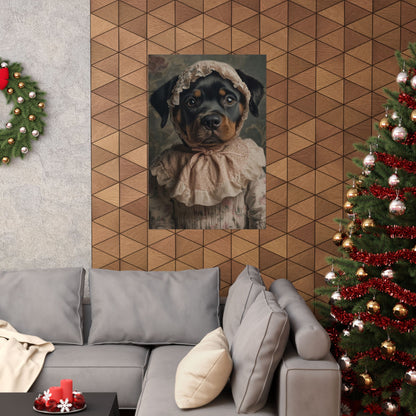 Rottweiler in Pink Lace: "Timeless Tenderness" | Matte Vertical Posters | Puppy Love Edition™