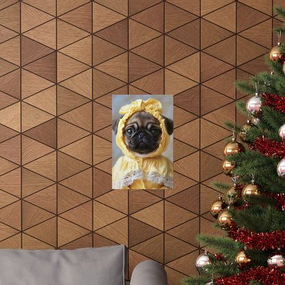 Pug in Yellow Bonnet: "The Sunshine Sweetie" | Matte Vertical Posters | Puppy Love Edition™