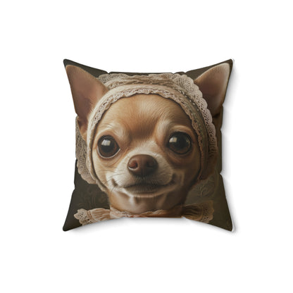 Chihuahua in Lace: "Cottage Charm" | Spun Polyester Square Pillow | Puppy Love Edition™