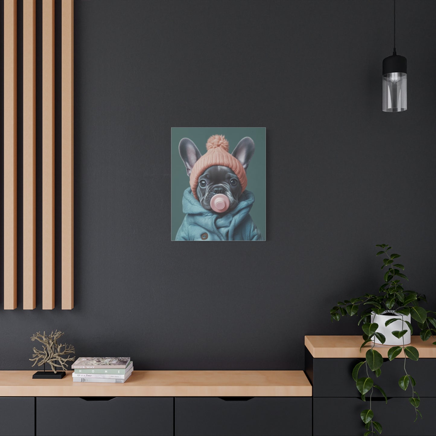 French Bulldog in Winter Baby Attire: "Cozy Cutie" | Matte Canvas Print, Stretched, 1.25 | Puppy Love Edition™