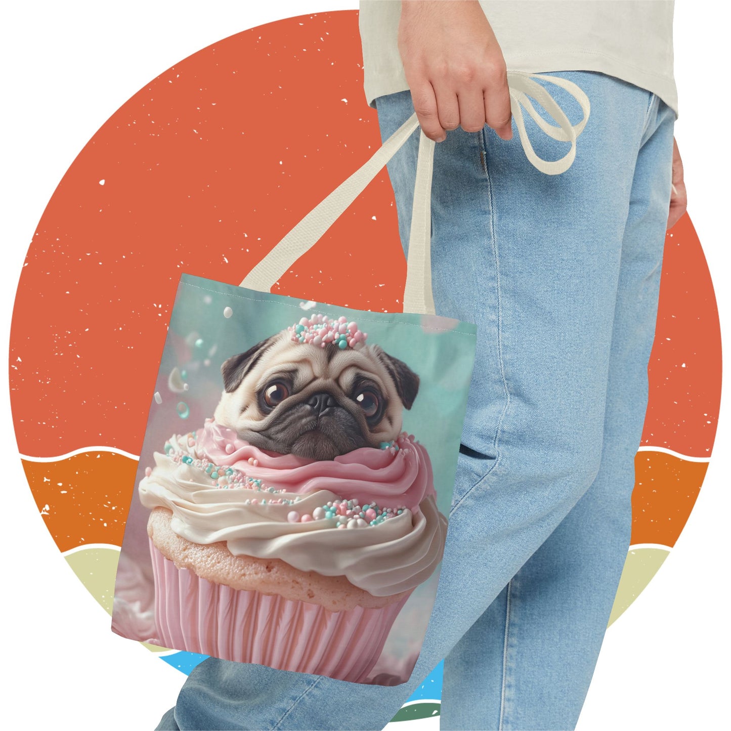 Pug as a Cupcake: "Frosted Friend" | Tote Bag (AOP) | Puppy Love Edition™