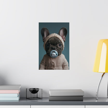 French Bulldog in Cozy Knit Sweater: "Bundle of Joy" | Matte Vertical Posters | Puppy Love Edition™: