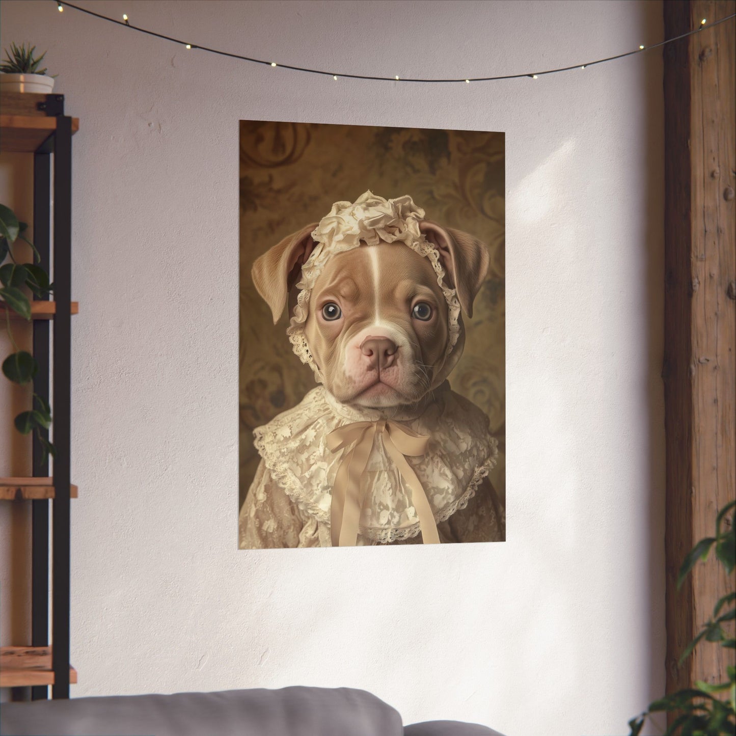 Pit Bull in Ivory Lace: "Regal Innocence" | Matte Vertical Posters | Puppy Love Edition™