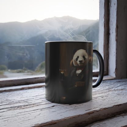 Panda Lounging in a Tuxedo: "The Polished Panda" | Color Morphing Coffee Mug, 11oz | Pawgue Chic Edition™