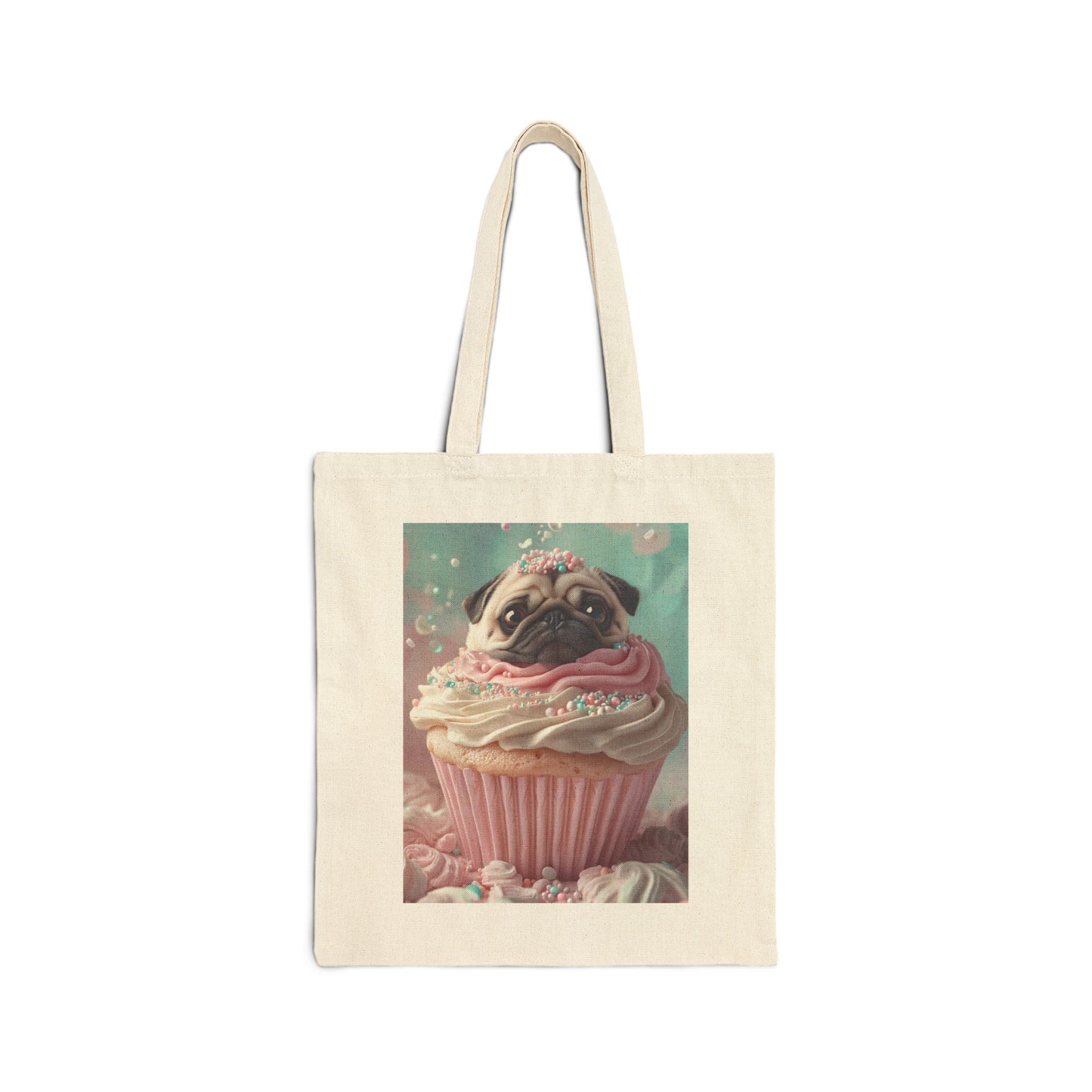 Pug as a Cupcake: "Frosted Friend" | Canvas Tote Bag | Puppy Love Edition™