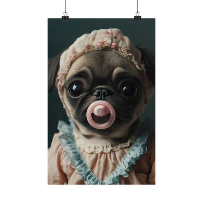 Pug in Peach and Lace: "Blushing Belle" | Matte Vertical Posters | Puppy Love Edition™