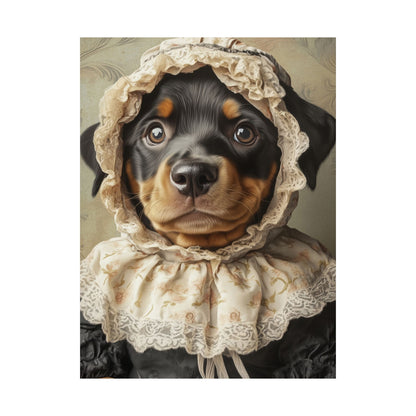 Rottweiler in Victorian Lace Bonnet: "Timeless Companion" | Matte Vertical Posters | Puppy Love Edition™