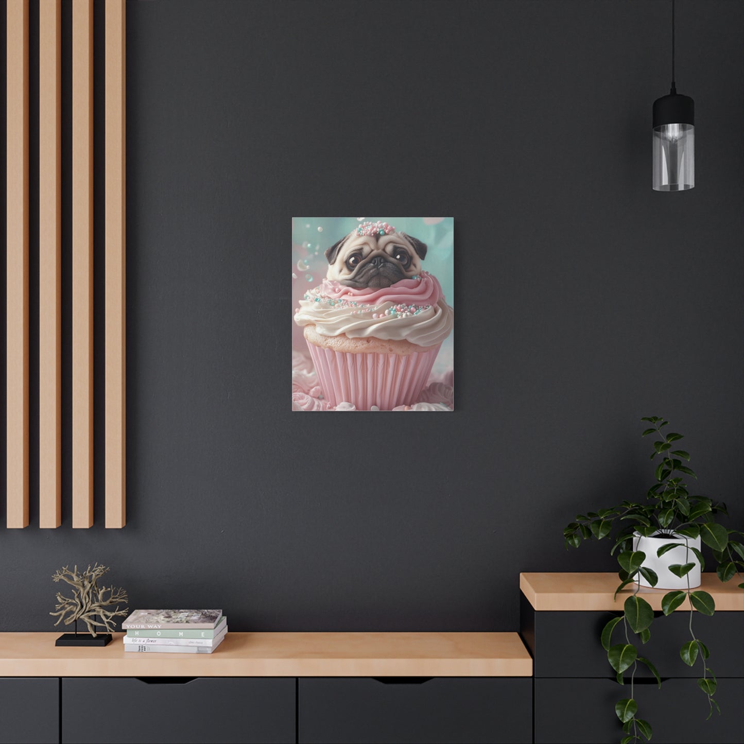 Pug as a Cupcake: "Frosted Friend" | Matte Canvas Print, Stretched, 1.25 | Puppy Love Edition™