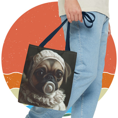 Pug in Ivory Bonnet: "Timeless Innocence" | Tote Bag (AOP) | Puppy Love Edition™