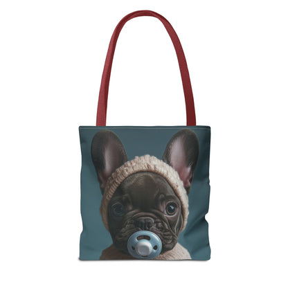 French Bulldog in Cozy Knit Sweater: "Bundle of Joy" | Tote Bag (AOP) | Puppy Love Edition™