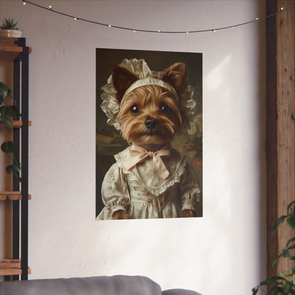 Yorkshire Terrier in Victorian Gown: "Gentle Grace" | Matte Vertical Posters | Puppy Love Edition™