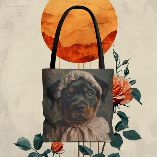 Rottweiler in Pink Lace: "Timeless Tenderness" | Tote Bag (AOP) | Puppy Love Edition™