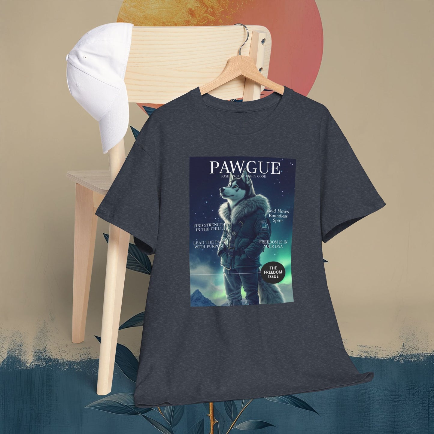 Husky under the Northern Lights: "Cover" | T Shirt | Pawgue Chic Edition™