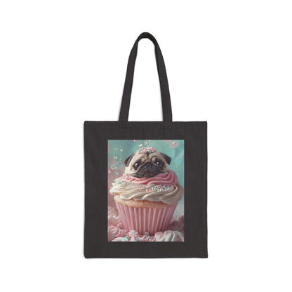 Pug as a Cupcake: "Frosted Friend" | Canvas Tote Bag | Puppy Love Edition™