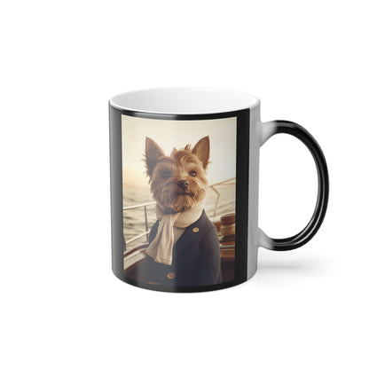 Yorkshire Terrier on a Yacht: "The Maritime Maven" | Color Morphing Coffee Mug, 11oz | Pawgue Chic Edition™