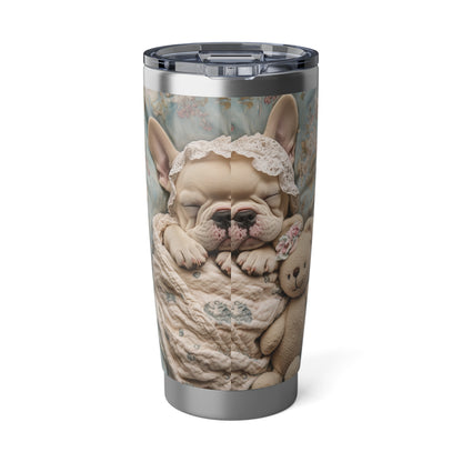 French Bulldog in Baby Bonnet: "Dreamy Slumber" | 20oz Tumbler | Puppy Love Edition™